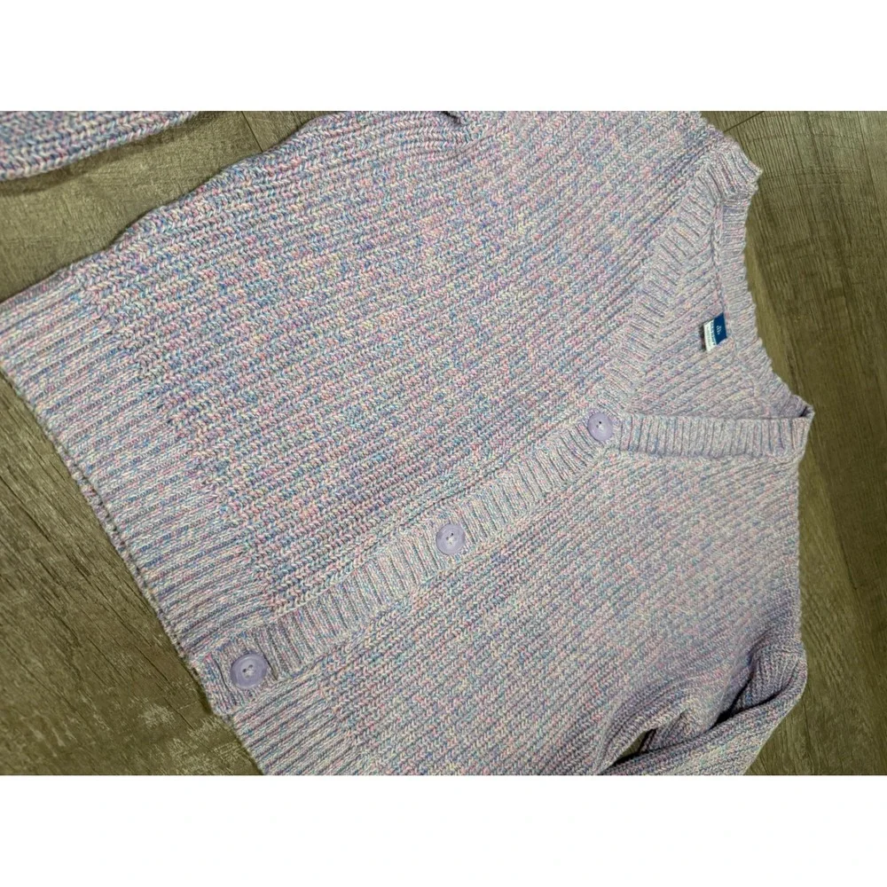 Old Navy Girls XL 12 Purple Space Dye Marled Knit Button Front Cardigan Sweater